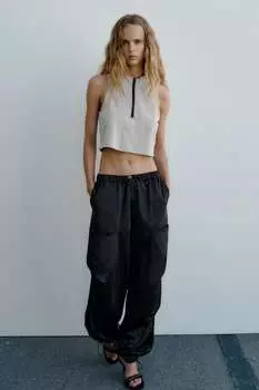 Топ из нейлона с молнией Zara, синий серый