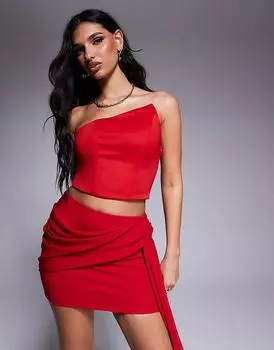 Топ из неопрена ASOS DESIGN с угловым вырезом красного цвета