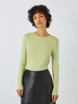 Топ из органического хлопка с длинными рукавами John Lewis, светло-зеленый