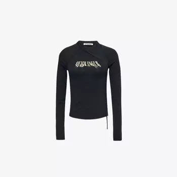 Топ из органического хлопка с длинными рукавами и деконструкцией Ottolinger, черный