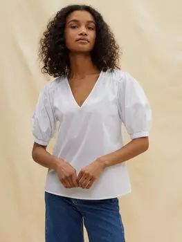 Топ из органического хлопка с V-образным вырезом Albaray, белый