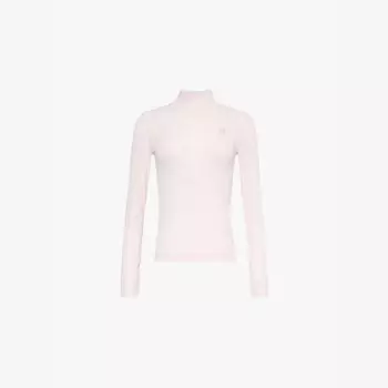 Топ из органического хлопка с вышитым логотипом и длинными рукавами Ganni, розовый