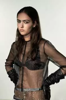 Топ из органзы ZARA, черный
