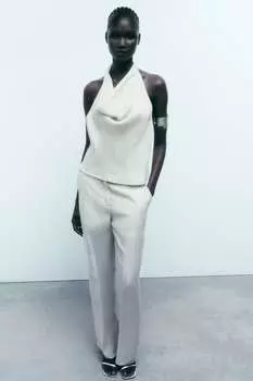 Топ из органзы ZARA, серый