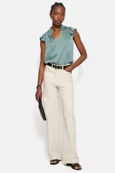 Топ из переработанного атласа с оборкой на шее Jigsaw, зеленый