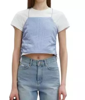 Топ из плетеных ниток светло-голубого цвета Dunst