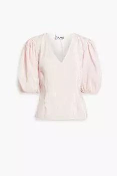 Топ из плиссе-сатина GANNI, розовый
