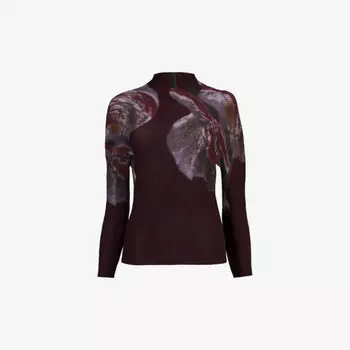 Топ из плиссированной ткани с графическим принтом Leem, бургундия