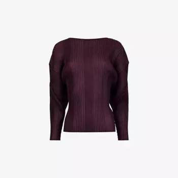 Топ из плиссированной ткани с вырезом-лодочкой и рукавами «летучая мышь» Leem, фиолетовый