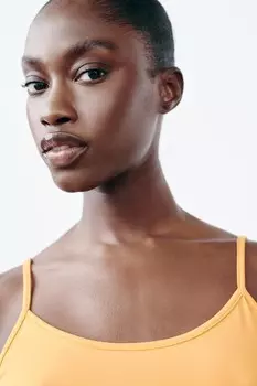 Топ из полиамида с тонкими лестницами ZARA, желтый