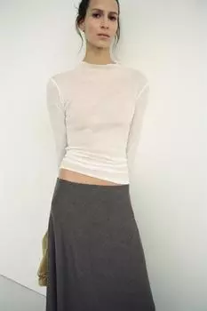 Топ из полупрозрачного крепа ZARA, белый