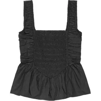 Топ из поплина на бретелях GANNI, черный