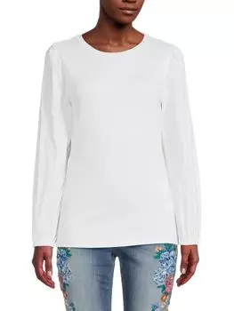 Топ из поплина с длинными рукавами Donna Karan, белый