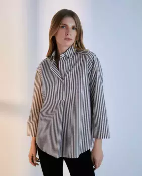 Топ из поплина с длинными рукавами Woman El Corte Ingls, белый