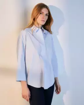 Топ из поплина с длинными рукавами Woman El Corte Ingls, голубой