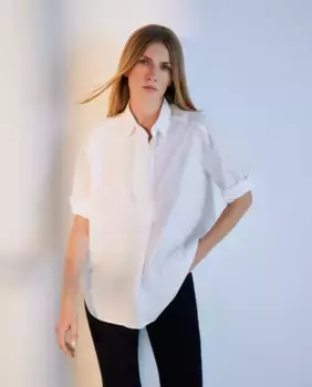 Топ из поплина с длинными рукавами Woman El Corte Ingls, белый