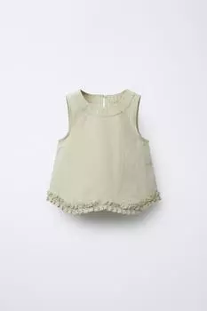 Топ из поплина с оборками ZARA, хаки