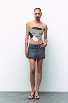 Топ из поплина с поясом ZARA, цвет only one