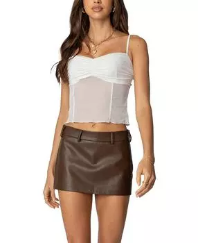 Топ из прозрачной сетки Viv Ruched Edikted, белый