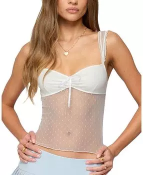 Топ из прозрачной сетки в горошек Edikted, белый