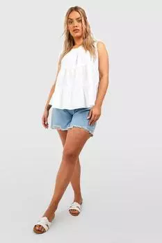 Топ из ярусного поплина Boohoo, белый