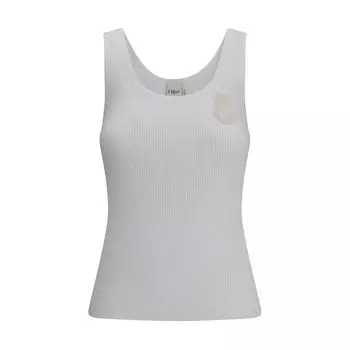 Топ из ребристого джерси Chlo, белый