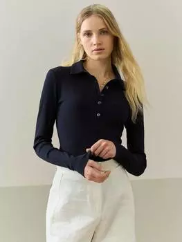 Топ из рубчатого джерси из органической хлопчатобумажной смеси Brora, цвет Ink