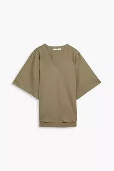 Топ из сатина из хлопка и льна TIBI, грибной