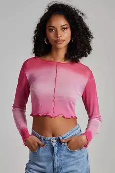 Топ из сетчатой ткани с открытыми длинными рукавами и эффектом омбре Pink Vanilla, розовый