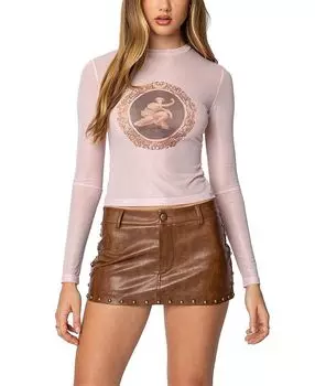 Топ из сетчатой ткани Vita Vintage Printed Edikted, розовый