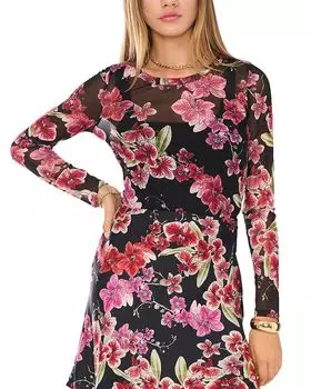 Топ из сетки с цветочным принтом 1.STATE, фиолетовый