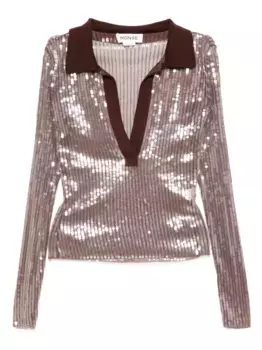 Топ из сетки с пайетками Monse, коричневый