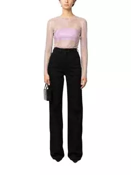 Топ из сетки с вышивкой стразами в сиренево-розовом цвете Giuseppe Di Morabito