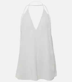 Топ из шелкового крепдешина с воротником халтер Toteme, белый