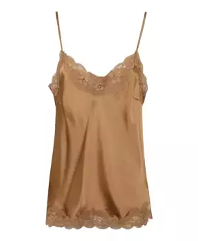 Топ из шелкового кружева с отделкой Gold Hawk, коричневый