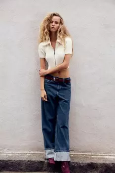 Топ из шенили на молнии ZARA, экрю