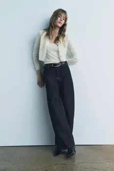 Топ из шерсти и альпаки с пуантелем ZARA, белый