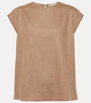 Топ из шерсти и кашемира Asceno, бежевый