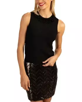Топ из шерсти с бисером Trina Turk Helene, черный