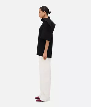 Топ из шерстяного крепа Bottega Veneta, черный