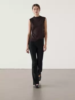Топ из шерстяной смеси с воротником-стойкой Massimo Dutti, коричневый