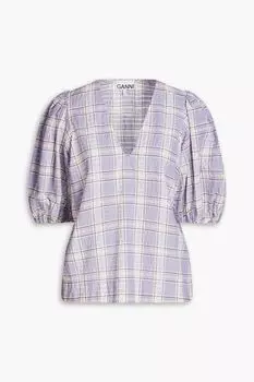 Топ из сирсакера в клетку GANNI, лавандовый