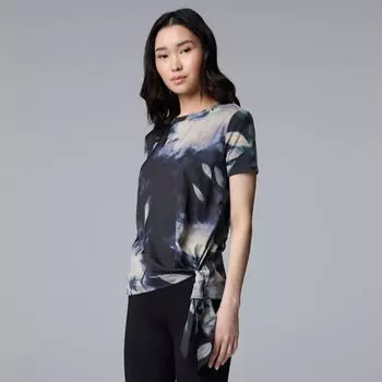 Топ из смешанной техники с боковыми завязками Simply Vera Vera Wang, цвет navy lrg floral