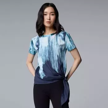 Топ из смешанной техники с боковыми завязками Simply Vera Vera Wang, цвет navy brush