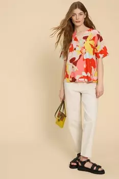 Топ из смеси льна Jamie White Stuff, оранжевый