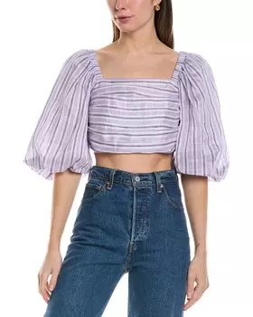 Топ из смеси льна Sandro, фиолетовый