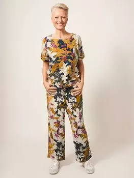 Топ из смеси льна White Stuff Mabel, коричневый/разный