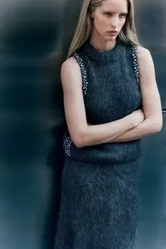 Топ из смеси мохера со стразами H&M, серый