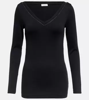 Топ из смесового хлопка BRUNELLO CUCINELLI, черный