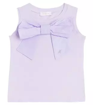 Топ из смесового хлопка с бантом Monnalisa, фиолетовый